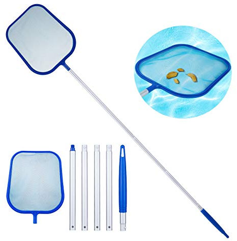 LIHAO Épuisette Surface pour Piscine Bassins Fontaines, Épuisette de Fond pour Ramassage des Feuilles, Filet à Mailles avec Manche