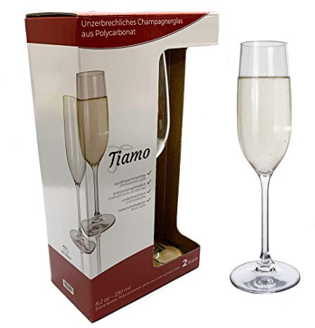 Moritz 2 stycken Timo campingglas champagneglas okrossbara reptåliga champagne-flûte 230 ml champagneglas