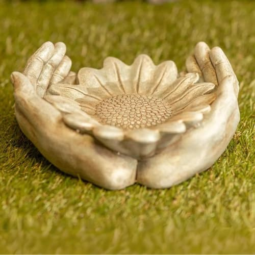 Garden Mile Sunflower Bird Feeder Bath Garden Ornament Weatherproof Resin Birdbath Bowl For Outdoor Attracting Wild Birds Freestanding Bird Bath Or Feeding Station Suitable For Seed Peanuts
