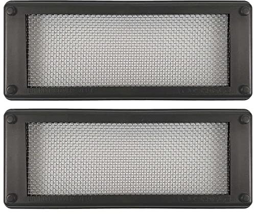 Roshield Lot de 2 grilles d'aération anti-nuisibles en maille pour lutter contre les souris, les insectes et les rongeurs (gris foncé, standard)