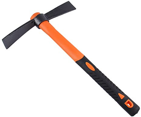 LUBAN Pioche huppe avec herminette et Hache forgées Robustes, poignée Ergonomique antidérapante 38,5 mm/15 Pouces, pioche à Double tête pour Jardinage, Chasse, aménagement paysager extérieur