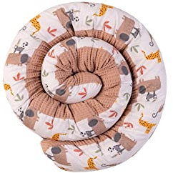 ULLENBOOM ® Baby Kuschelschlange 200x13 cm Sand-Savanne (Made in EU) - Kuschelschnecke in vielen Farben und Größen, Bezug: 100% OEKO TEX Baumwolle, Nackenrolle, Kopfschutz für Wickeltisch