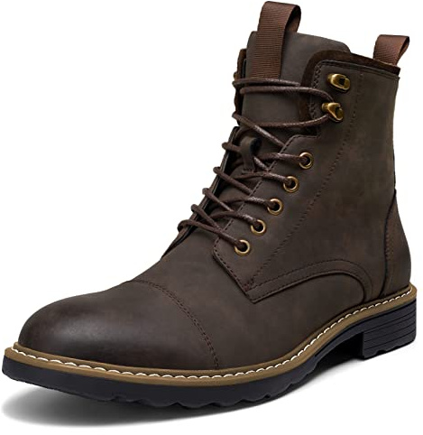 Vostey Mens Boots Motorcycle Casual Boots For Men Zipper Fashion Chukka Boots Mens(BMY8033A darkbrown 10.5)
