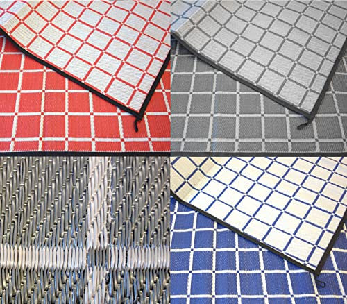 Schlauchland Zeltteppich ´´´odooro WAVETEX Square 2,7m x 4m rot-grau | VIELE GRÖSSEN + Farben | Camping Matte Wohnwagen 450 g/m² Outdoor Teppich Vorzelt Teppich Garten Spieldecke | Premium