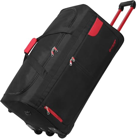 Rocklands® Lightweight Luggage Rolling Holdall Suitcase Wheeled Duffle Bag Cargo Sport Travel Bag RL501 (Red/Black, XX Large - 40 (H104 x L48 x W45 cm))
