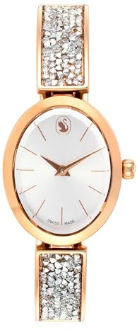 Swarovski Crystal Rock Oval Orologio, con Cristalli Swarovski, Bracciale di Metallo, Finitura in Color Oro Rosa, Meccanismo al Quarzo, Tono Oro Rosa