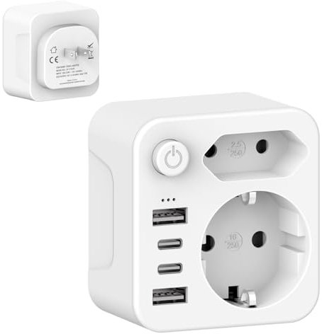 Adattatore da viaggio Giappone adattatore da viaggio USA, adattatore USA, adattatore da 2 prese, adattatore da viaggio, spina Schuko su tipo A per Stati Uniti, Giappone, Canada, bianco