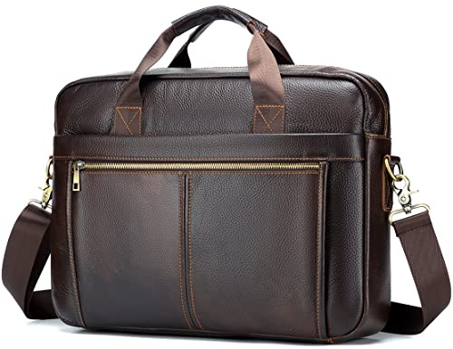 SPAHER Borsa Porta PC 15,6 Pollici Borsa per PC Portatile Notebook Borsa 24 Ore Ventiquattrore Vera Pelle Borse Valigetta Uomo Borsa Cartella Portadocumenti da Ufficio Lavoro Regalo per Uomo