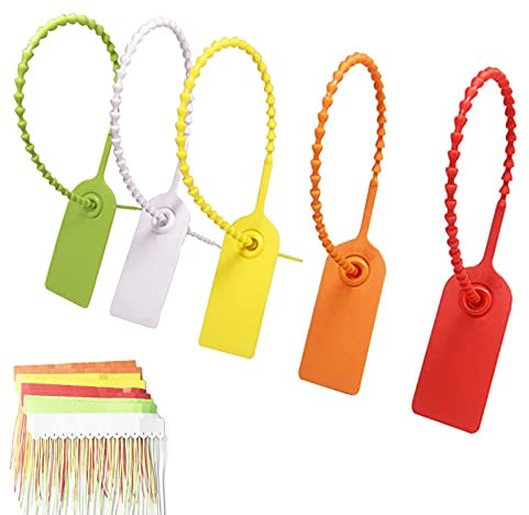 100 Stück Mehrfarbige Kabelbinderetiketten Kunststoff Sicherheitsetiketten Anti-Fälschungsknöpfe für Kleidung und Logistik (5 Farben)