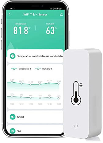 WiFi Hygrometer Thermometer Sensor:Smart Temperatur Luftfeuchtigkeit Monitor,mit Fernüberwachung und TUYA APP Benachrichtigungsalarm,hochpräzises Innenthermometer, funktioniert mit Alexa