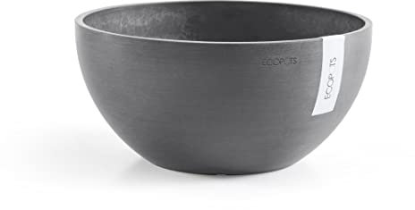 Ecopots Pflanzschale Blumentopf Brüssel Grau - Durchmesser Ø 30 cm rund groß - Pflanzentopf aus Recycling Kunststoff - Übertopf modern für Indoor und Outdoor