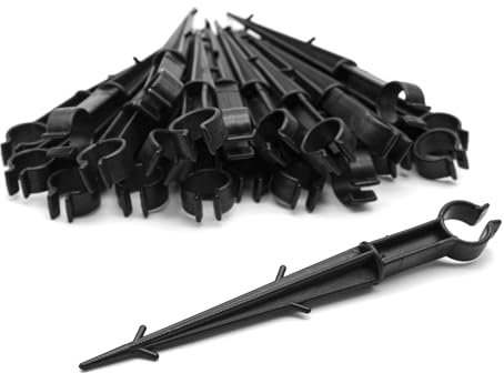 DOJA Barcelona | Schlauch Anker Bewässerung | Packung 50 | 16-20mm Ø | Gartenschlauch U-Halterung | Gartenschlauch Anker Boden | Heringe Kunststoff | Rohrhalter für Tropfschlauch, Bewässerungsschlauch