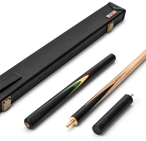 BCE Mark Selby Protégé 3/4 Cut Snooker/Poolkö med hårt fodral – premium nordamerikansk askaxel, ebenserad rumpa, 15 cm förlängningsdel (Mark Selby Design 1)