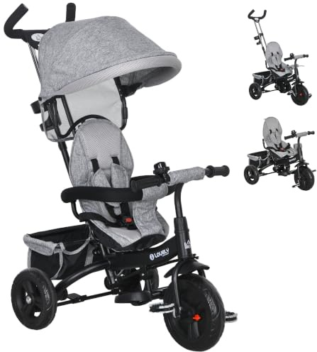 HOMCOM Triciclo Evolutivo para Bebés 1-5 Años 6 en 1 95x50x106 cm Gris