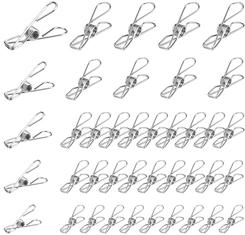 40 Pz Mollette in Acciaio Inox per Stendibiancheria, Mollette Panni, Piccole Mollette in Metallo, Clips Mollette per Bucato Asciugamano Vestiti Sacchetti Snack Calzini