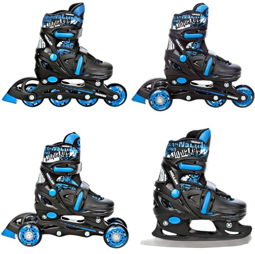 CROXER 4in1 Inline Skates Triskates Rollschuhe Schlittschuhe Inliner für Kinder Mädchen Jungen verstellbar (Nollan, 30-33 (17,5cm-20,5cm))