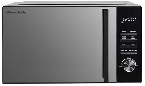 Russell Hobbs 23L Flatbed Digital Microwave with 800W Power, 8 Auto-Cook Menus, Defrost Function and Child Lock in Black, RHFM2365B