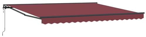 vidaXL Electric Semi-Cassette Awning Burgundy Red 400x300 cm Fabric, Contemporary Retractable Awning, Water-Resistant Materials for Patio Cover, UV Protective Sun Shade, Outdoor Canopy Solutions