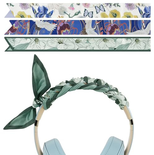 Geekria Headphones Headband Ribbon Wrap Cover, Protective Scarf Decoration Compatible with Sony WH-1000XM6, Beats Studio Pro, Logitech G PRO Headphones (3 Pack/Colorful Floral)