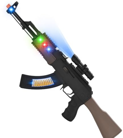 Copper Top 61CM AK Style Electric Toy Gun for Kids with Lights, Sounds & Vibrations | Pretend Play Rifle with Scope & Flashing Magazine | Safe Plastic Toy for Boys & Girls Ages 3+
