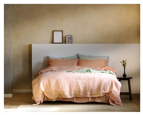 GGYTMQL - 100% LINEN DUSET COVER SET, 3 -stycken belgisk lin med andningsbara sängkläder, queen size med slipsstängningsstil, sommar täcke täckning set ui