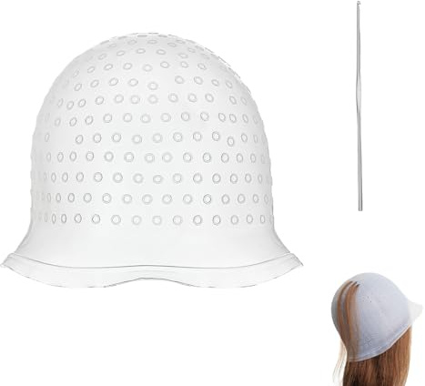 Bonnet à mèches en silicone, bonnet pour mèches de cheveux, bonnet avec aiguille à mèches, filet à cheveux, bonnet de coloration pour salon professionnel