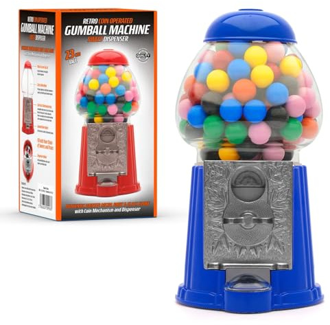 CKB LTD Gumball Machine Retro Sweet Dispenser Storage Piggy Bank Money Box Coin Operated Saver H23cm (Small Size 23 x 12.5 x 11.5cm) (Blue)