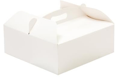 Decora, 0340202 Boîte à gâteau avec poignée, Idéale pour Conserver et Transporter des gâteaux, Fabriquée en Carton, Conditionnée Individuellement, 28,5 x 28,5 x 10 cm, Bianco