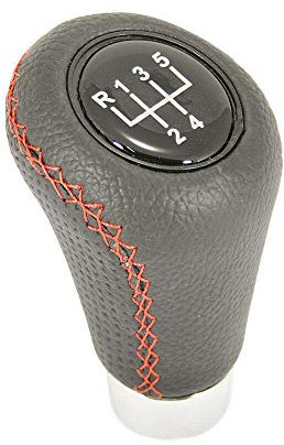 Autohobby Schaltknopf Schaltknauf Schalthebel Schaltknüppel Kunstleder Schwarz Rot