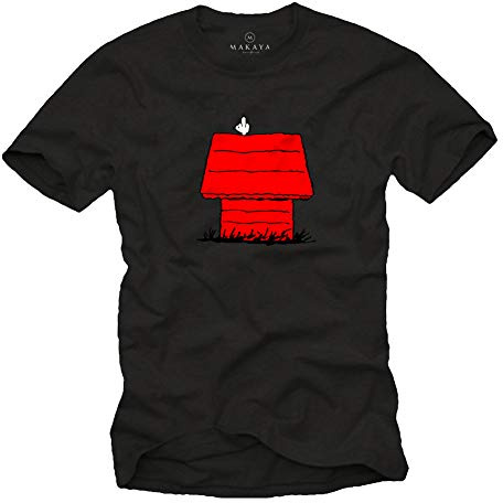 MAKAYA Maglietta Snoop Dog - T-Shirt con Stampa Cane Swag Hipster Uomo Nero L