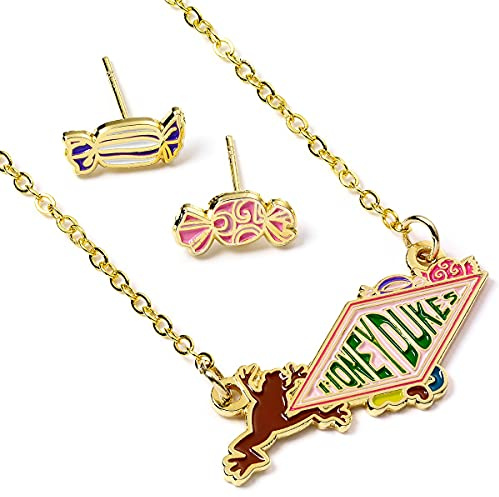 Harry Potter Official Honeydukes Logo Necklace and Earring Set by The Carat Shop