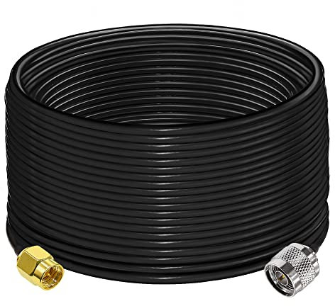 TUOLNK SMA zu N Koaxialkabel RG58 20 m (20 m) Low Loss WiFi Antennen Verlängerungskabel Schwarzes SMA Stecker auf N Stecker Koaxialkabel 50 Ohm für 3G 4G LTE Antenne Amateurfunk