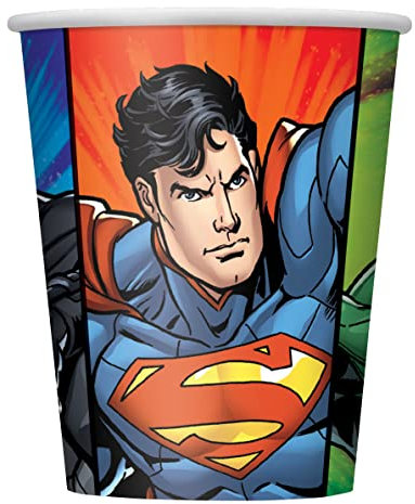 Unique- Justice League Gobelets en Carton Fête à Thème Paquet de 8, 49966EU, Multicolour