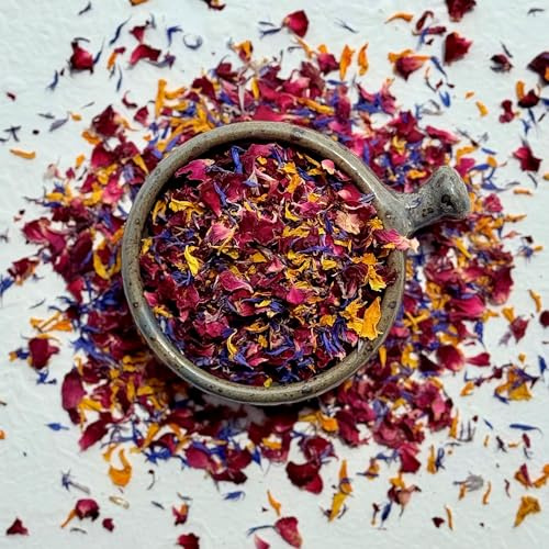 Edible Petals – 1kg - Moroccan Flame Blend of Natural Dried Red Rose, Orange Marigold and Blue Cornflower - Certified Food Grade (350)