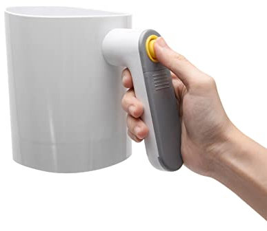 DASNTERED Setaccio elettrico per farina, setaccio a rete in acciaio inox, a batteria, per cucinare in acciaio inox, a forma di tazza, per pasticciere (bianco)