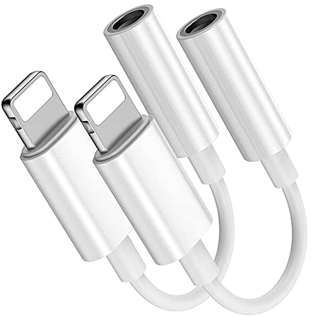 [Apple MFi Certified] 2 Pack iPhone 3.5mm Headphone Adapter, Lightning to 3.5mm Earphone Jack Adapter Aux Audio Dongle Converter for iPhone 14/13/12/11/11 Pro/XR/X/XS/8/7 (2 pcs)