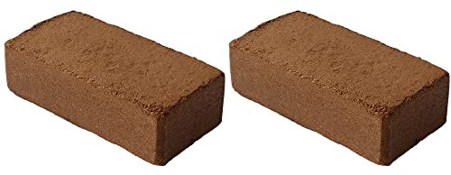 Lot de 2 terreaux de coco avec sac pour plantes d'intérieur 20 litres 750 g 19 x 18 x 5 cm En fibres de coco Terre de culture Terreau d'humus Terre de jardin bio Tuiles de coco fines