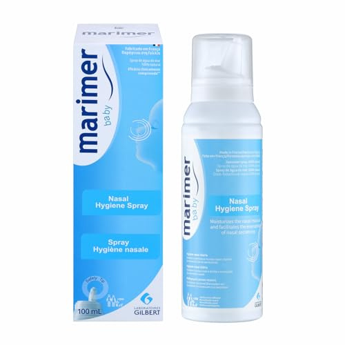 Marimer Baby Daily Saline Nasal Spray (3.38 fl oz / 100 ml) – 0.9% Isotonic Natural Seawater for Nasal Cleansing & Moisture for Infants and Children