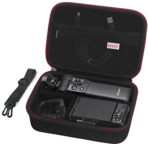 BOVKE Custodia da trasporto per fotocamera digitale Sony ZV-1 / ZV-1F / ZV-1 II Vlog e kit accessori Bluetooth Grip Vlogger per vlogging e streaming video live su YouTube, tasca per cavi, Nero