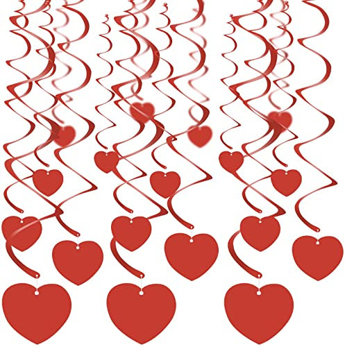 18 Pezzi Decorazioni Pendenti a Spirale, Cuore Rosso Spirali, Ghirlanda a Spirale, Spirale Pendenti Ghirlande per Carnevale Matrimoni Festa Natale