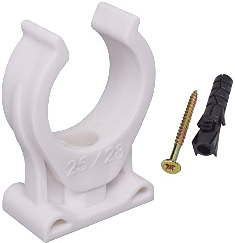 SKIR'CO Lot de 10 colliers de serrage en plastique pour tuyaux de 25 à 28 mm, collier de serrage de type U, supports de tuyau, clips de tube blancs