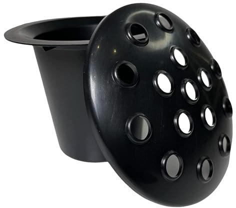 Memorial Grave Flower Pot - 12cm tall Sturdy Plastic Grave Inserts for Headstones - Perfect for Funeral Flowers, Grave Vase (1 x Black Lid)
