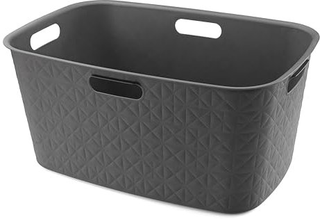 CURVER Coffre à Linge Softex 45L - Design Élégant - Léger et Pratique - 70% recyclé - 59 x 39 x 27 cm - Gris