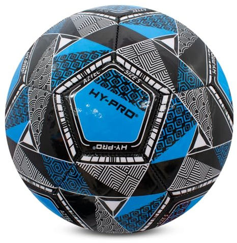 Hy-Pro Aztec Football - Size 5 with PVC Grip - Ideal for Training & Matches in All Weather Conditions, Blue