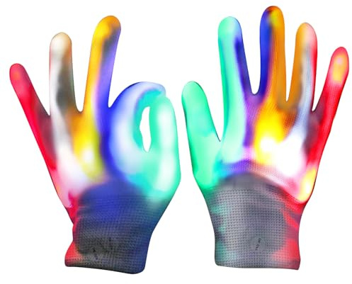 Kimimara Gants LED Lumineux pour Enfants - Gants de fête Pailletés, Néon Carnaval Halloween Paillettes Cadeau d'anniversaire Club de Noël Célébration Performance Accessoires Ambiance Props