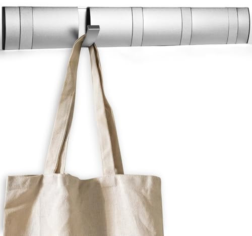 flintronic 5 Garderobenhaken, Moderne Platzsparende Garderobenleiste Umklappbaren, Wandgarderobe Silber, Wandhaken Selbstklebend & Schrauben, Hakenleiste Kleiderhaken für Jacken Schals Handtaschen