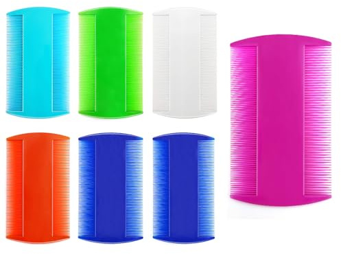 Lice Comb, 7 Pcs Flea Comb, Hair Double Sided Fine Tooth Combs, Removal Dandruff,Plastic Louse Combs and Lice Brush for Head Lice Treatment
