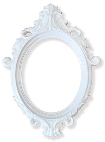 Oversized Lightweight Plastic Party Photo Posing Frame with Antique Look – Vintage-Style Posing Prop & Photo Frame (White Large Oval)