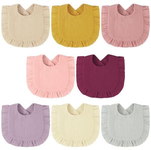 Vicloon Baberos para bebé, muselina absorbente suave, babero babero, babero babero, babero para bebés, con botón de presión para bebés, niños y niñas, 8 piezas de color claro, Infant, Toddler