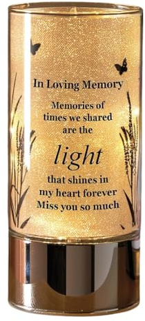 Coopers of Stortford - LED Memorial Candle in Glass - Battery Operated Remembrance Light with Gentle Glow - 20cm Tall Decorative Tribute for Loved Ones